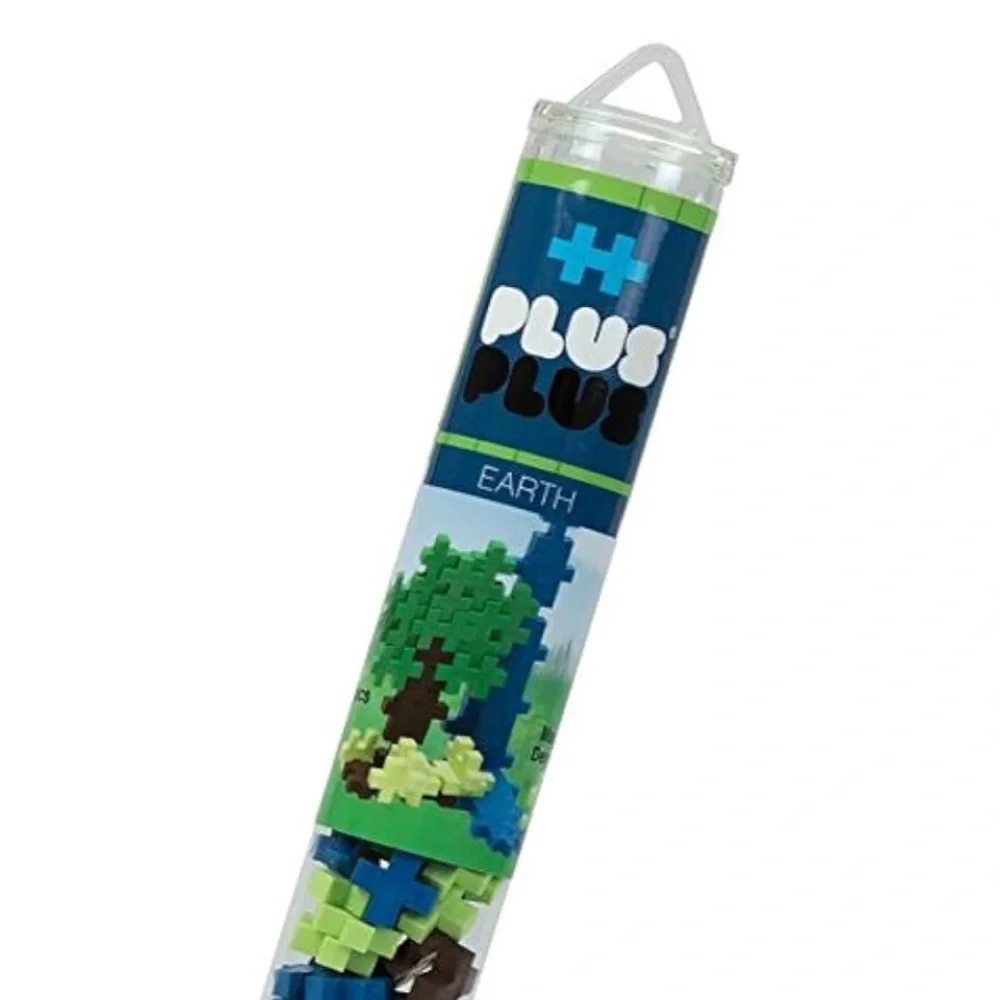 Plus Plus 70 Piece Interlocking Building Blocks for kids, Earth Mix Play Tube